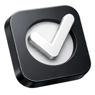 Approval checkmark icon in 3D on the Renderivity about page